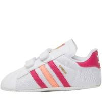 adidas Originals Baby Girls Superstar Crib Shoes White/Equipment Pink/Sun Glow