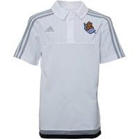 adidas Boys RSDF Real Sociedad 3 Stripe ClimaLite Polo White/Light Grey