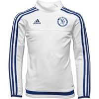 adidas Junior CFC Chelsea 3 Stripe Long Sleeve Mock Neck Training Top White/Chelsea Blue