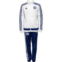 adidas Junior CFC Chelsea 3 Stripe Poly Tracksuit White/Chelsea Blue