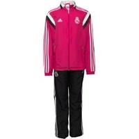 adidas Junior RMCF Real Madrid 3 Stripe Woven Presentation Tracksuit Blast Pink/Black/White