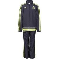 adidas Infant Boys RMCF Real Madrid 3 Stripe Woven Presentation Tracksuit Deep Space/Solar Yellow/Grey