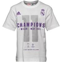 adidas Junior RMCF Real Madrid Champions League Winners T-Shirt White