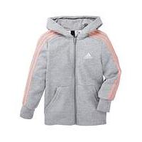 adidas youth girls 3 stripe full zip hoo