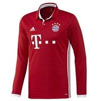 adidas FC Bayern Munich 2016/17 Long Sleeve Home Jersey - Youth - True Red/White