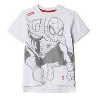adidas Disney Marvel Spiderman Tee - Boys - Light Grey Heather/Scarlet