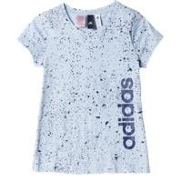 adidas Essentials Linear Tee - Girls - Easy Blue/Mystery Blue