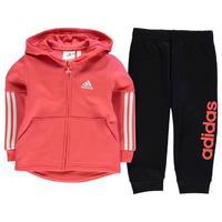 adidas 3 Stripe Hooded Tracksuit Girls