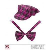 Adult\'s Pink Tartan Hat & Bow Tie