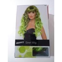 Adult\'s Green Black Long Siren Wig
