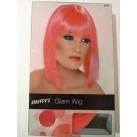 Adult\'s Neon Pink Glam Wig