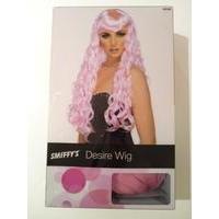 Adult\'s Pink Long Curly Wig