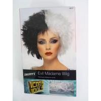 Adult\'s Black White Evil Madame Wig