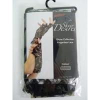 adults black fingerless lace gloves