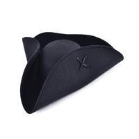 adults black felt tricorn pirate hat