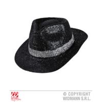 Adult\'s Black Glitter Fedora Hat