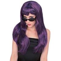 Adult\'s Black/purple Glamour Wig