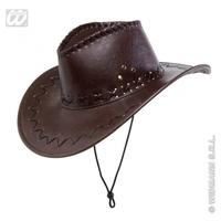 Adult\'s Brown Leatherlook Cowboy Hat