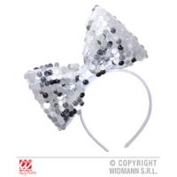 Adult\'s Silver Sequinned Bow Headband