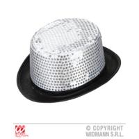 adults silver sequinned top hat