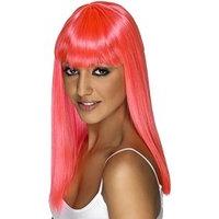 Adult\'s Neon Pink Glamour Wig