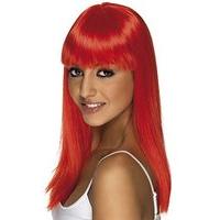 adults neon red glamour wig