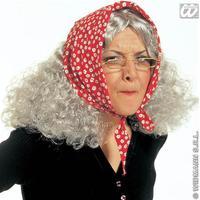 adults granny wig with headscarf
