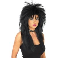 adults black glam rock wig