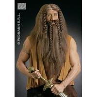 adults brown barbarian wig with beard moustache