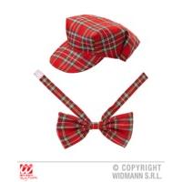 Adult\'s Red Tartan Hat & Bow Tie