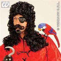 adults black captain hook wig