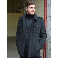 addiego wool blend herringbone coat in grey dissident