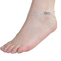 Adjustable Anklet Silver Stone Infinity 2 Layer Charm Chain Anklet Bracelet Beach Sandal Barefoot Alloy Jewelry Gold 215 cm 1pc Christmas Gifts