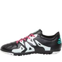 adidas Mens X 15.3 TF Astro Leather Football Boots Core Black/Shock Pink/Shock Mint