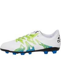 adidas Junior X 15.4 FxG Football Boots White/Semi Solar Slime/Core Black