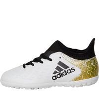 adidas Junior X 16.3 TF Astro Football Boots White/Core Black/Gold Metallic