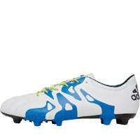 adidas Mens X 15.2 FG / AG Leather Football Boots White/Semi Solar Slime/Core Black