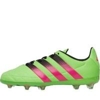 adidas Junior ACE 16.1 FG / AG Leather Football Boots Solar Green/Shock Pink/Core Black