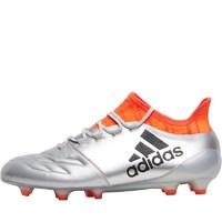 adidas Mens X 16.1 FG Leather Football Boots Silver Metallic/Core Black/Solar Red