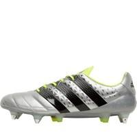 adidas Mens ACE 16.1 SG Leather Football Boots Silver Metallic/Core Black/Solar Yellow