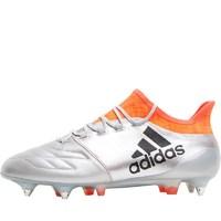 adidas Mens X 16.1 SG Leather Football Boots Silver Metallic/Core Black/Solar Red