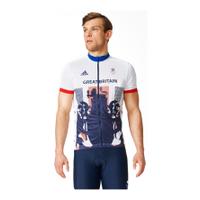 adidas Men\'s Team GB Replica Cycling Short Sleeve Jersey - White - XL