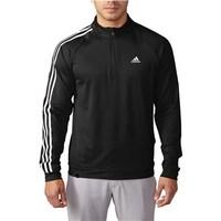 Adidas Mens 3 Stripes Quarter Zip Top (Logo on Chest)