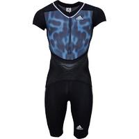 adidas Mens Adizero Powerweb Short Sleeve Sprint Running Suit Black/Blue