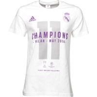 adidas Mens RMCF Real Madrid Champions League Winner T-Shirt White