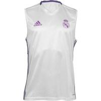 adidas Mens RMCF Real Madrid 3 Stripe Sleeveless Training Top Crystal White/Super Purple