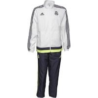 adidas Mens RMCF Real Madrid 3 Stripe Woven Presentation Tracksuit White/Deep Space/Solar Yellow