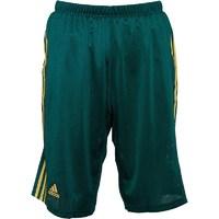 adidas Mens 3 Stripe Mesh 2 in 1 Long Running Shorts Green/Bold Gold