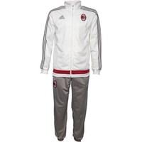 adidas Mens ACM AC Milan 3 Stripe Poly Presentation Tracksuit White/Charcoal Heather/Victory Red