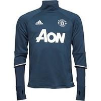 adidas Mens MUFC Manchester United Long Sleeve Mock Neck Training Top Mineral Blue/Collegiate Navy/White